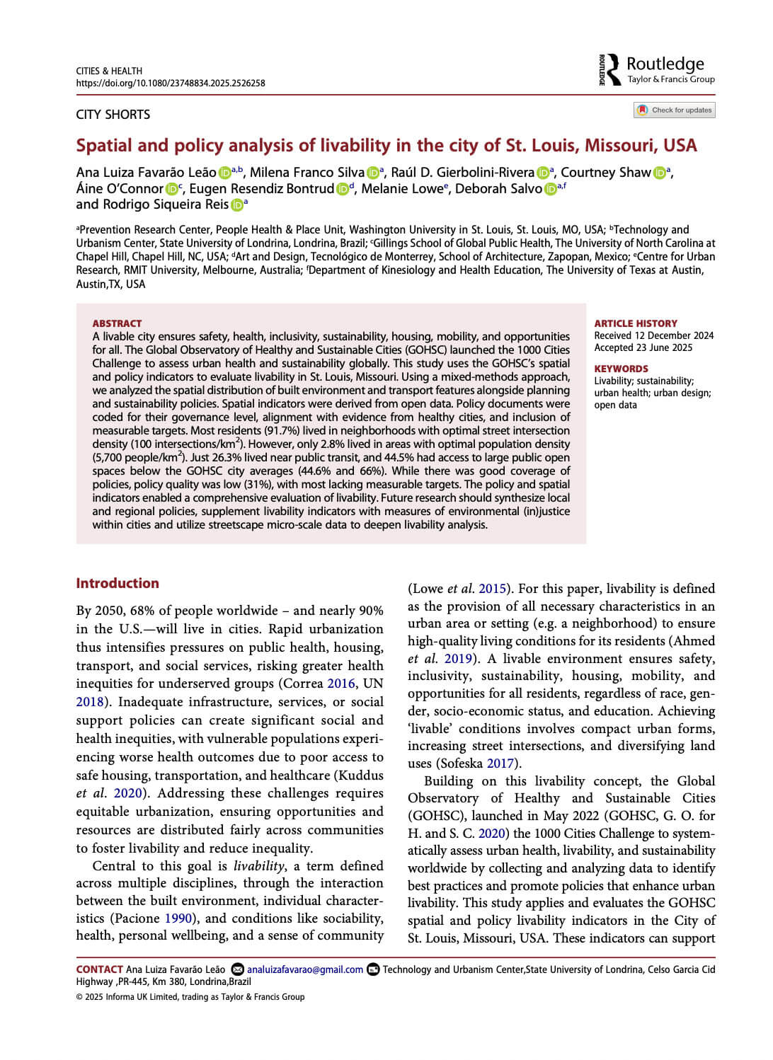 01. Spatial and policy analysis of livability in the City of St. Louis