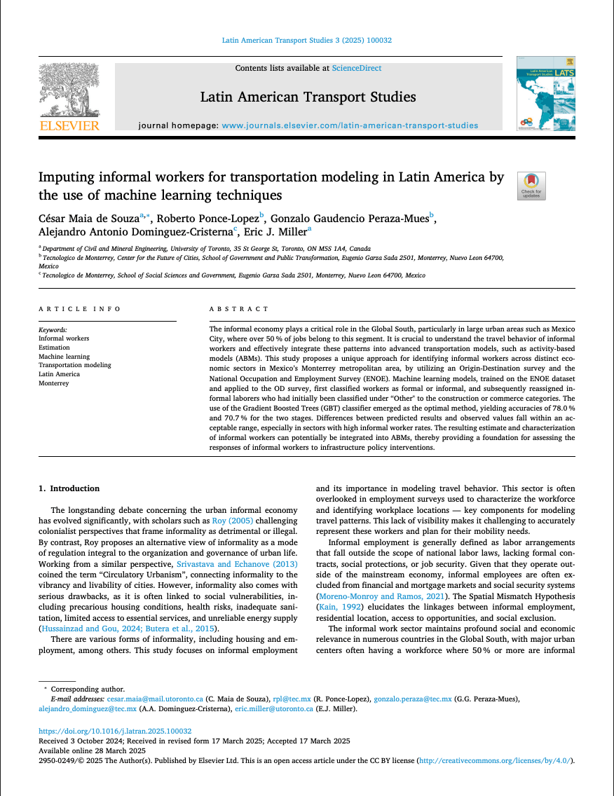 Imputing Informal Workers for Transportation Modeling in Latin America by the Use of Machine Learning Techniques 